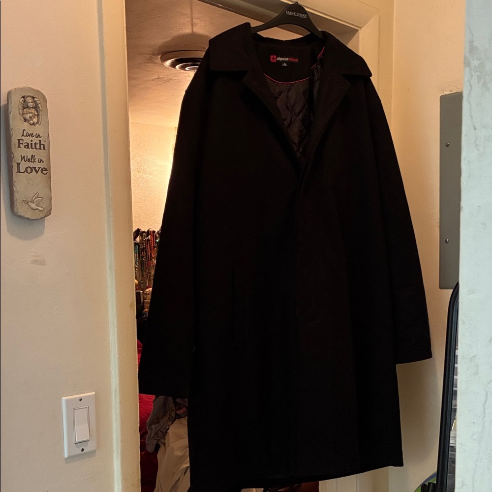 Big & Tall Alpine Swiss Men’s Classic Black Trench Coat XL